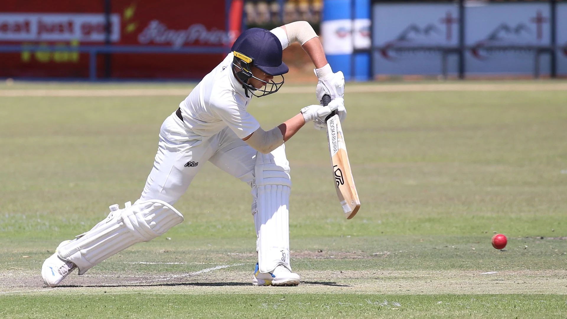 Cricket player batting on a grass field; illustrative sports photograph